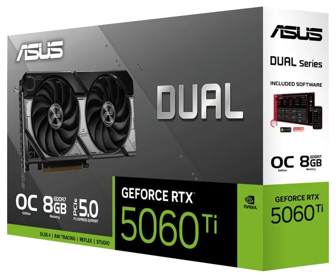 The RTX 5060 Ti, in its retail box.
